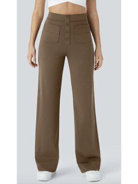 HALARA DayStretch High Waisted Pockets Straight Leg Casual Pants in Sepia Small